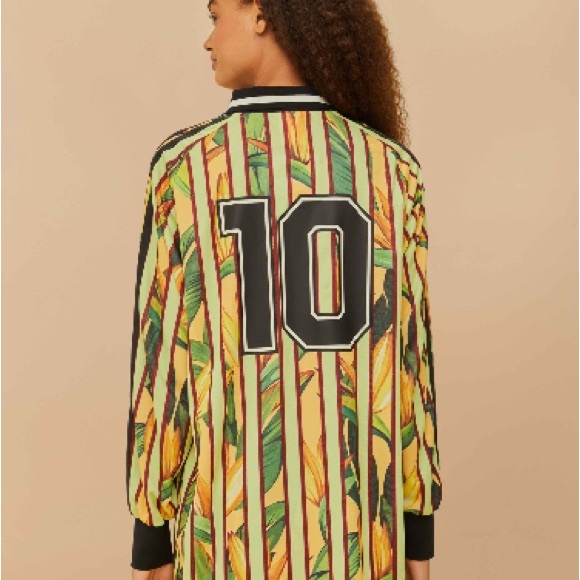 NWT Farm rio X adidas stripes of paradise semi spark dress Oversize Green - Picture 3 of 12